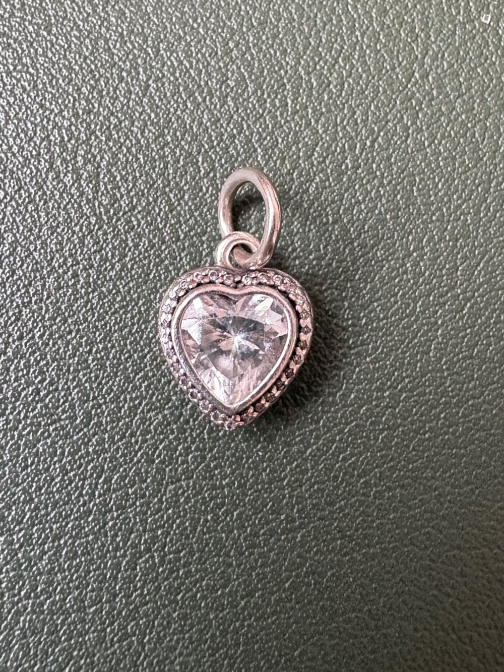 Retired Pandora Sparkling Love Heart CZ Dangle Charm S925 ALE